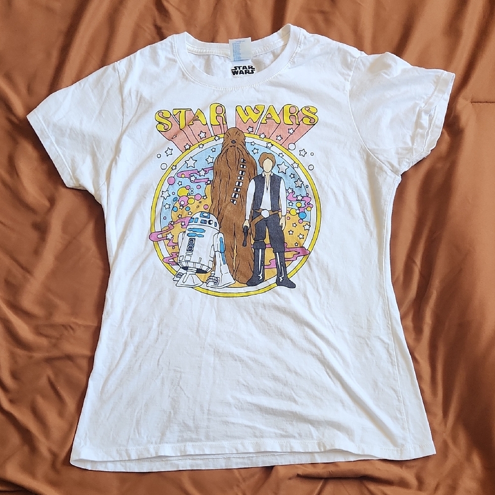 Star Wars White Tee with Colorful Character Design